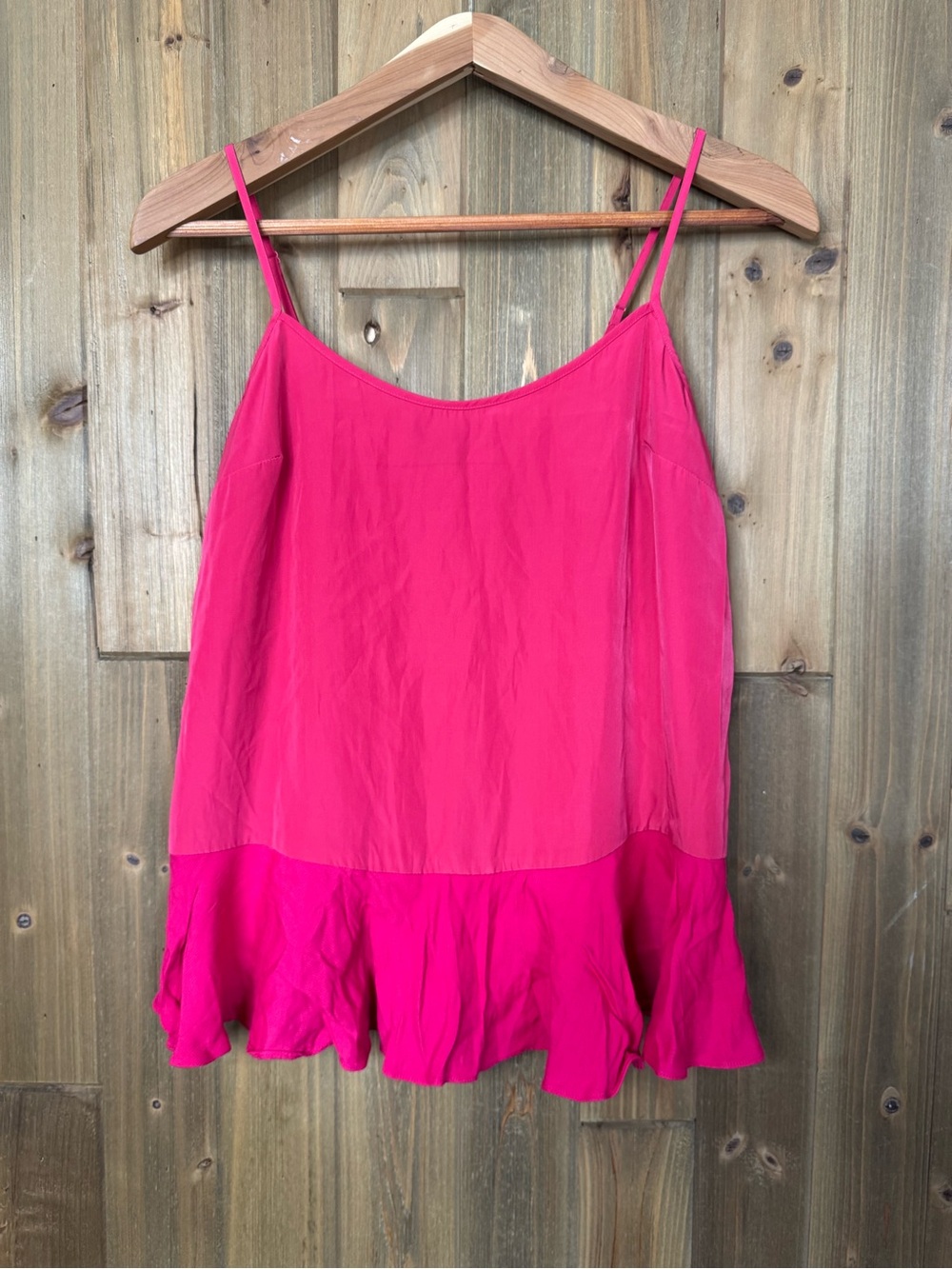 Women’s Armani Exchange Hot Pink Ruffled Slip Tank Top